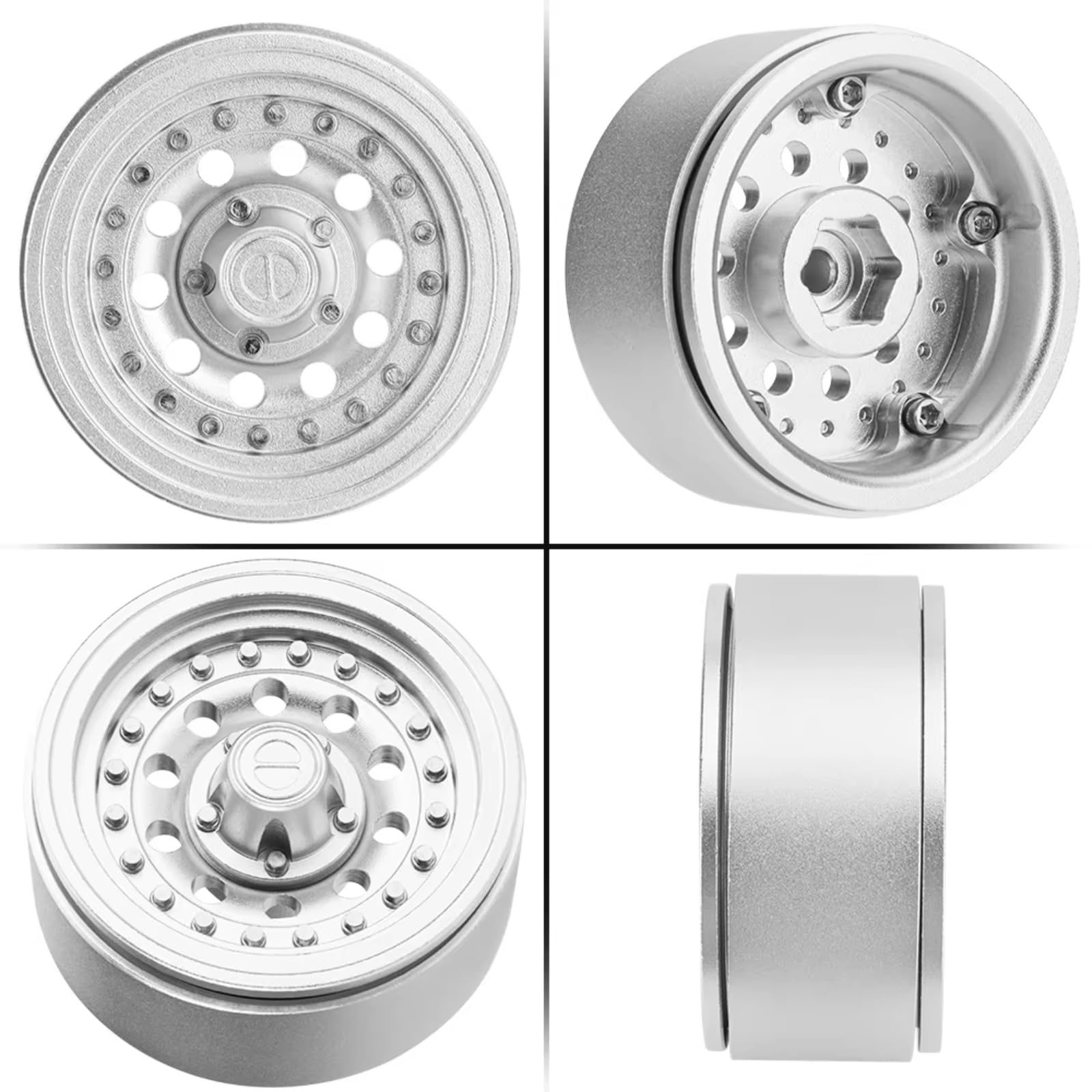 Llantas Beadlock 1,3 para TRX4-M para Axial para SCX24 1/18 1/24 Trepador | Piezas coches RC llantas rígidas concentricidad montaje tuerca hexagonal para un reemplazo estable Repuesto