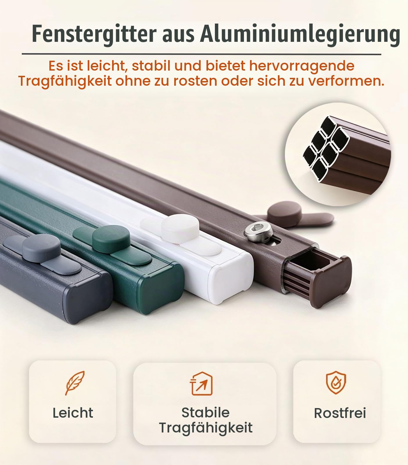 Fenstergitter 6 Stück Bohrfreie Fenstersicherung Leicht Abnehmbar