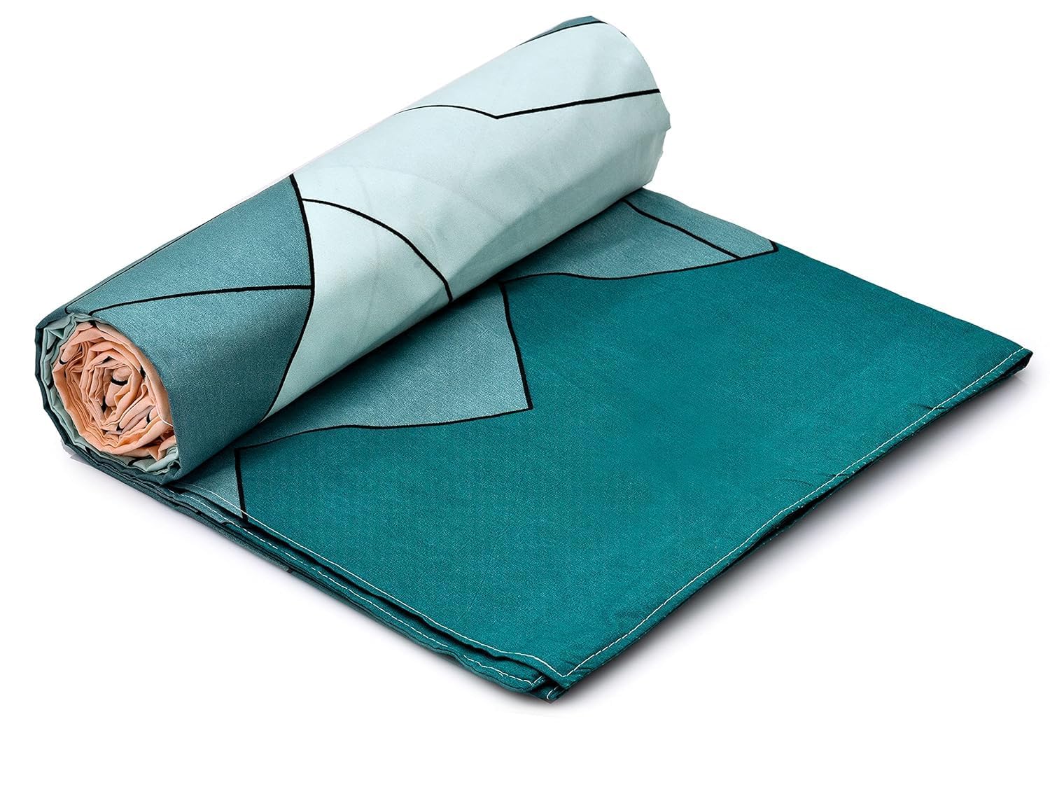 la' Amour Super Premium Quilt Cover Double Bed with Zipper Blanket/Comforter/Duvet Cover King Size Soft Cotton Breathable Skin Friendly Stuff 90x100 Inches, Teal Beige