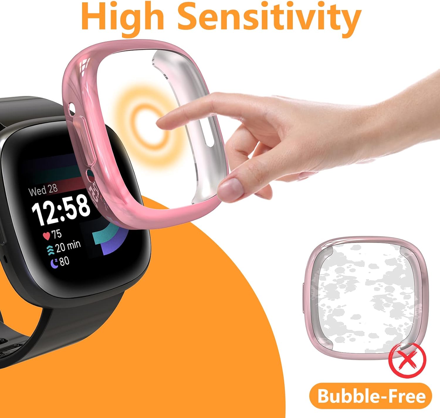 Hianjoo [5-Pack] Case Compatible with Fit Bit Versa 4/ Sense 2, Screen Protectors Full Around Smartwatch Slim Protective Coque Cover