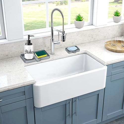 Miniatura 6 de Bandeja para fregadero de cocina, bandeja de jabón de cocina autodrenante, soporte de esponja de silicona para fregadero de cocina, baño,