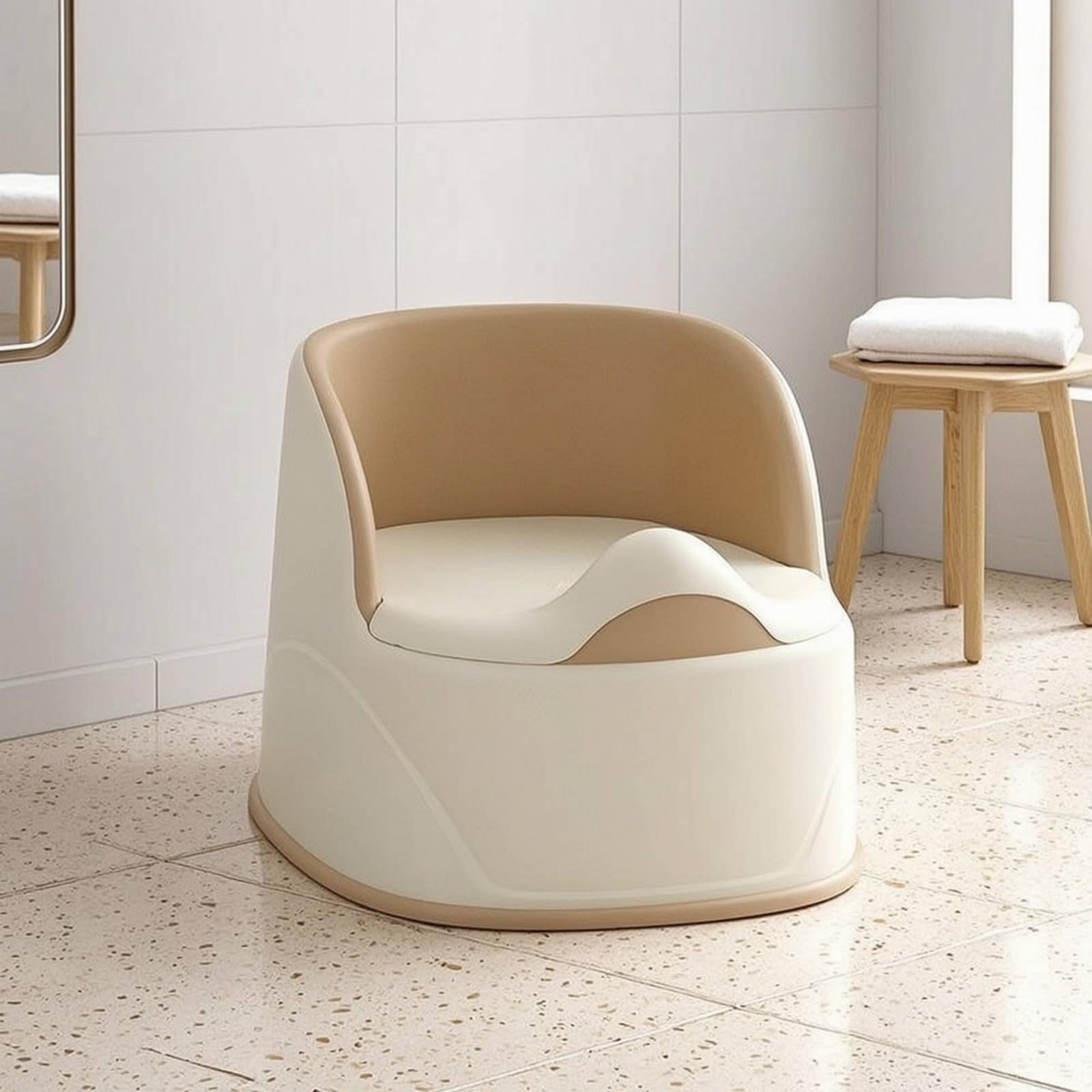Orinal Infantil Cómodo Bacinica con pósito Lavable Taburete para Niños Pequeños, Cream Gray