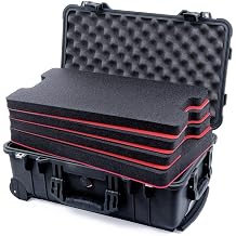 Pelican Protector 1510 Carry-on Case by ColorCase - Black - Medium Size Waterproof Case with Shadow Tool Foam Kit & Convoluted Lid Foam - Black Handles & Latches