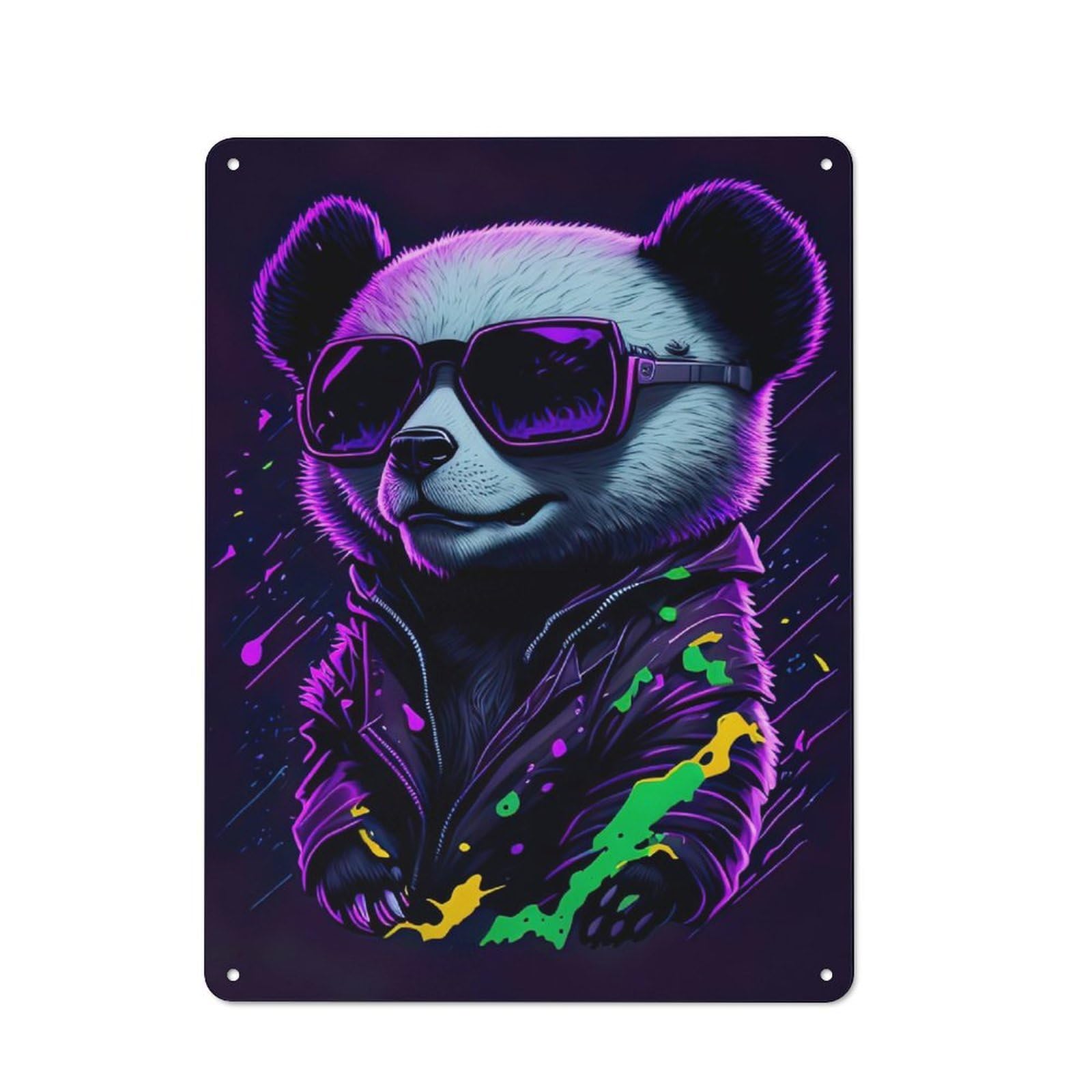 Junmoney Cute Whimsical Panda Rustic Metal Plaque 40X30cm For Dining Room Or Kitchen, A Housewarming Gift For Dining Room Decor Fans