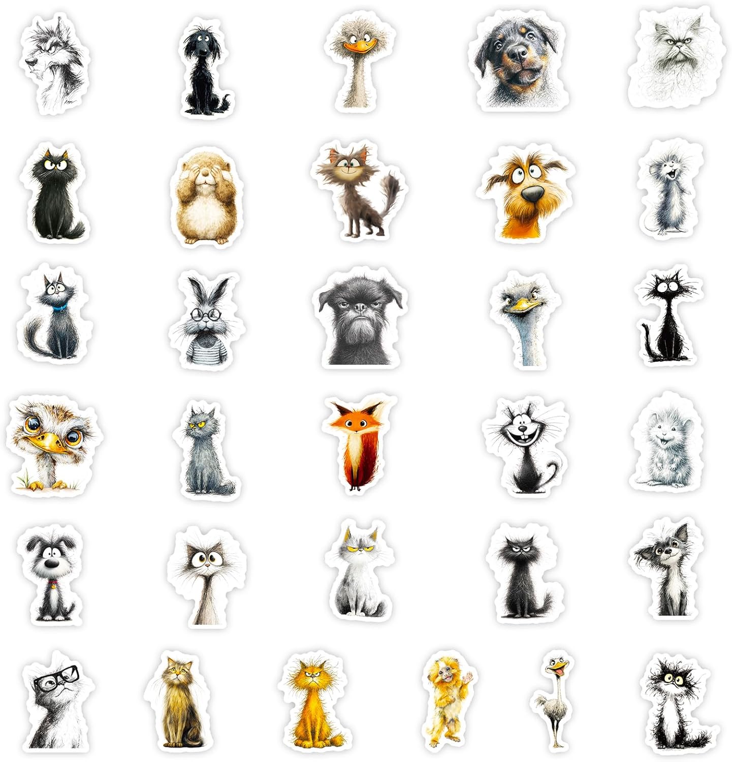 50Pcs Graffiti Bristling Animal Stickers, Funny Cute Stickers for Laptop, Kindle, Scrapbooking, Journal, MacBook, Skateboard, Suitcase, Water Bottles, Waterproof Vinyl Decals - Image 5