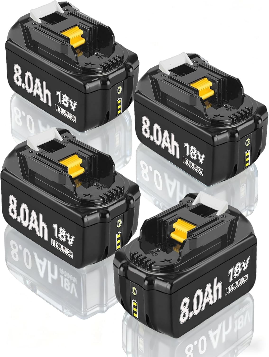4 X 8.0Ah/8000mAh Lithium Replacement Batteries for Makita Power Tools