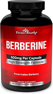 Divine Bounty Pure Berberine Complex - 600mg Per Capsule Berberine HCl Supplement - 60 Vegetarian Capsules