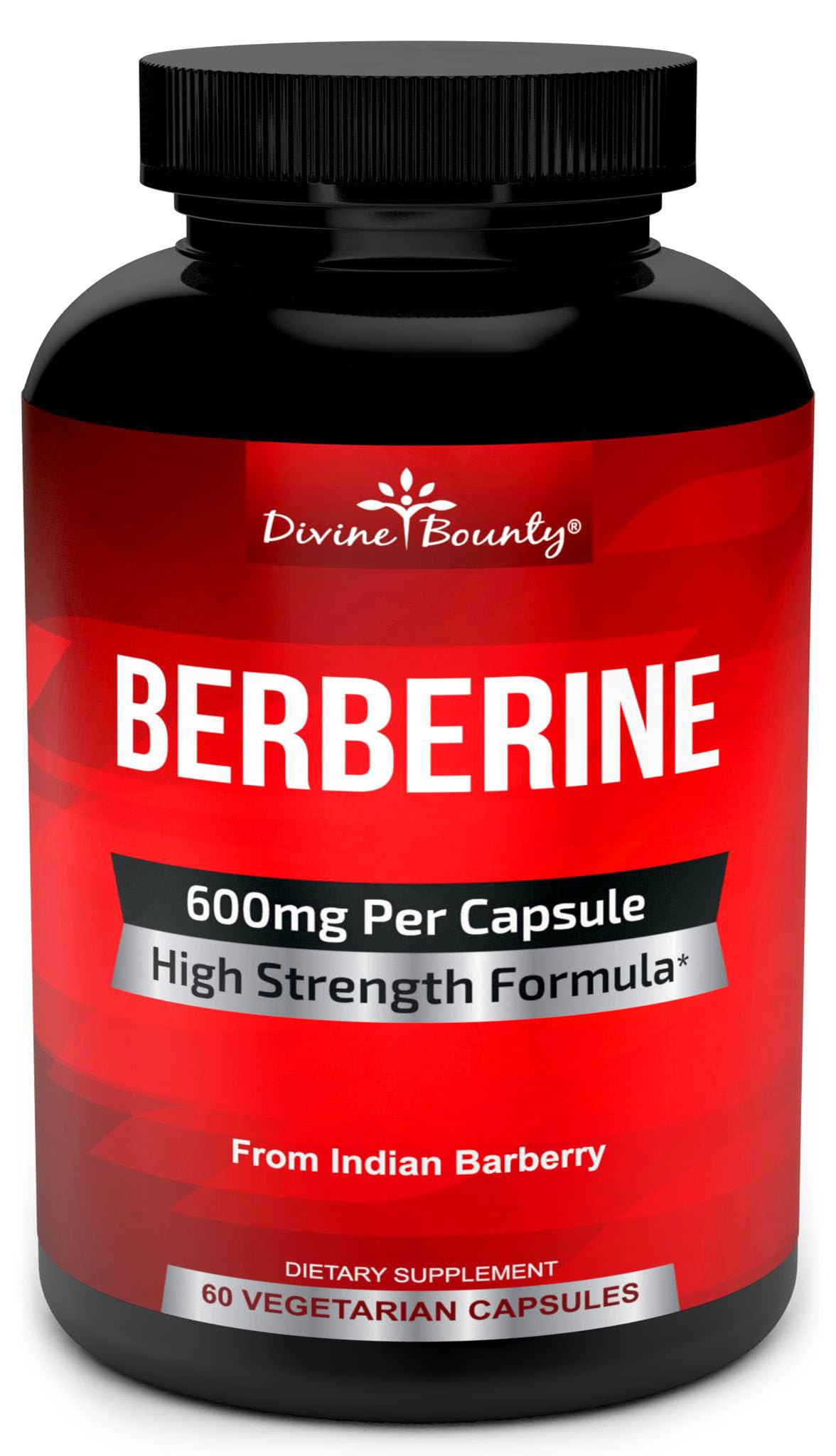 Divine Bounty Pure Berberine Complex - 600mg Per Capsule Berberine HCl Supplement - 60 Vegetarian Capsules