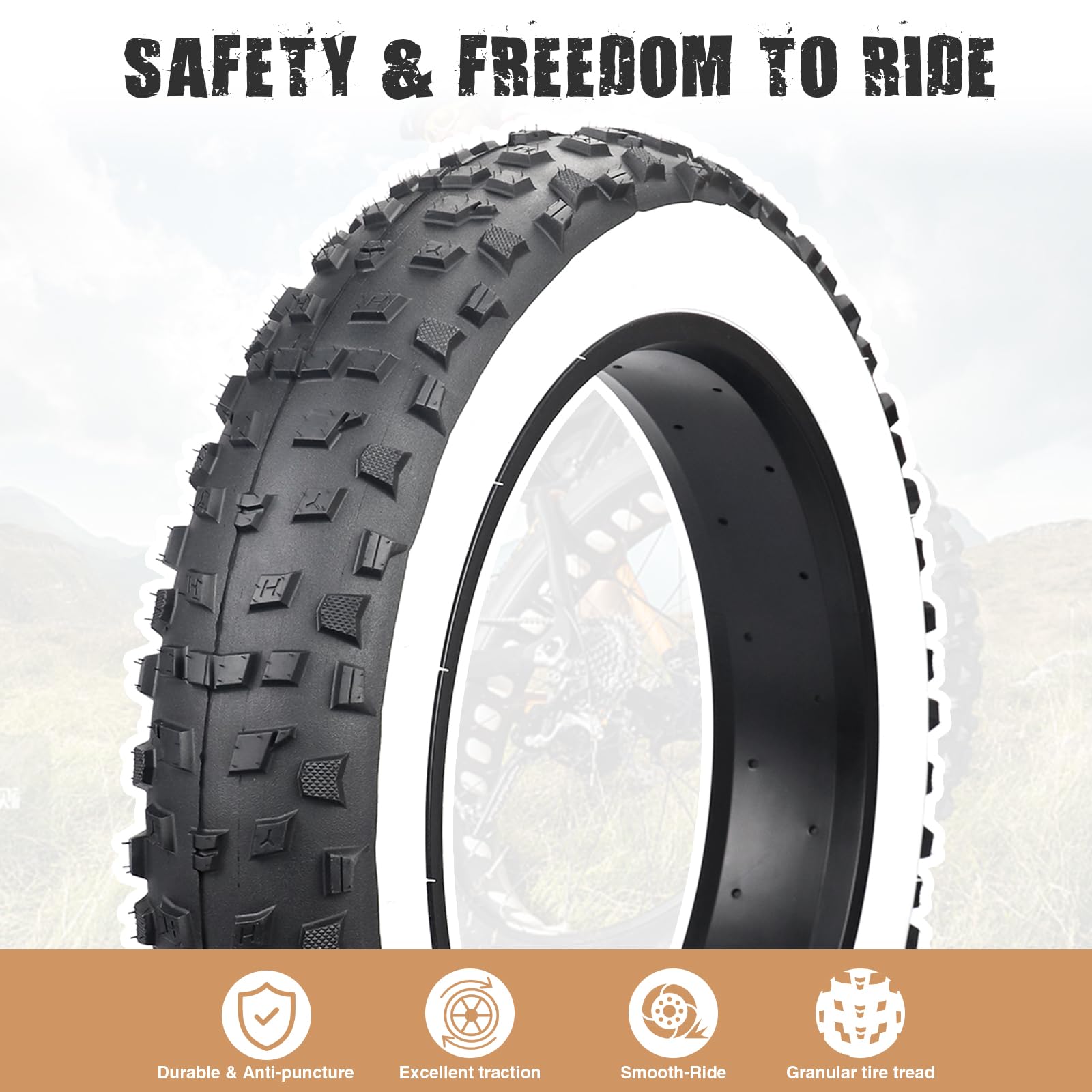 GRELiving Heavy duty e-bike banden, fatbike-banden 98-406 20PSI, fietsband, witte rand, alleen 2 × banden, zonder binnenband, 20 × 4.0 inch GRELiving Heavy duty e-bike banden, fatbike-banden 98-406 20PSI, fietsband, witte rand, alleen 2 × banden, zonder binnenband, 20 × 4.0 inch