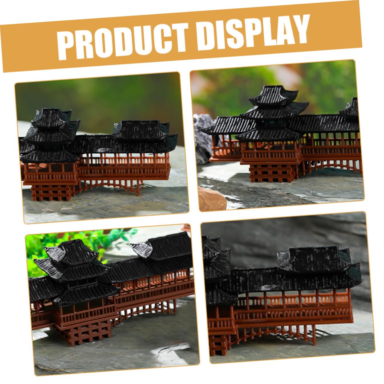 Cabilock Figurine de Mini Pavillon en Plastique Résistante aux Intempéries Détails Fins, Décor de Jardin Asiatique pour Dollhouses et Aquariums, Style Architecture Chinoise Traditionnelle