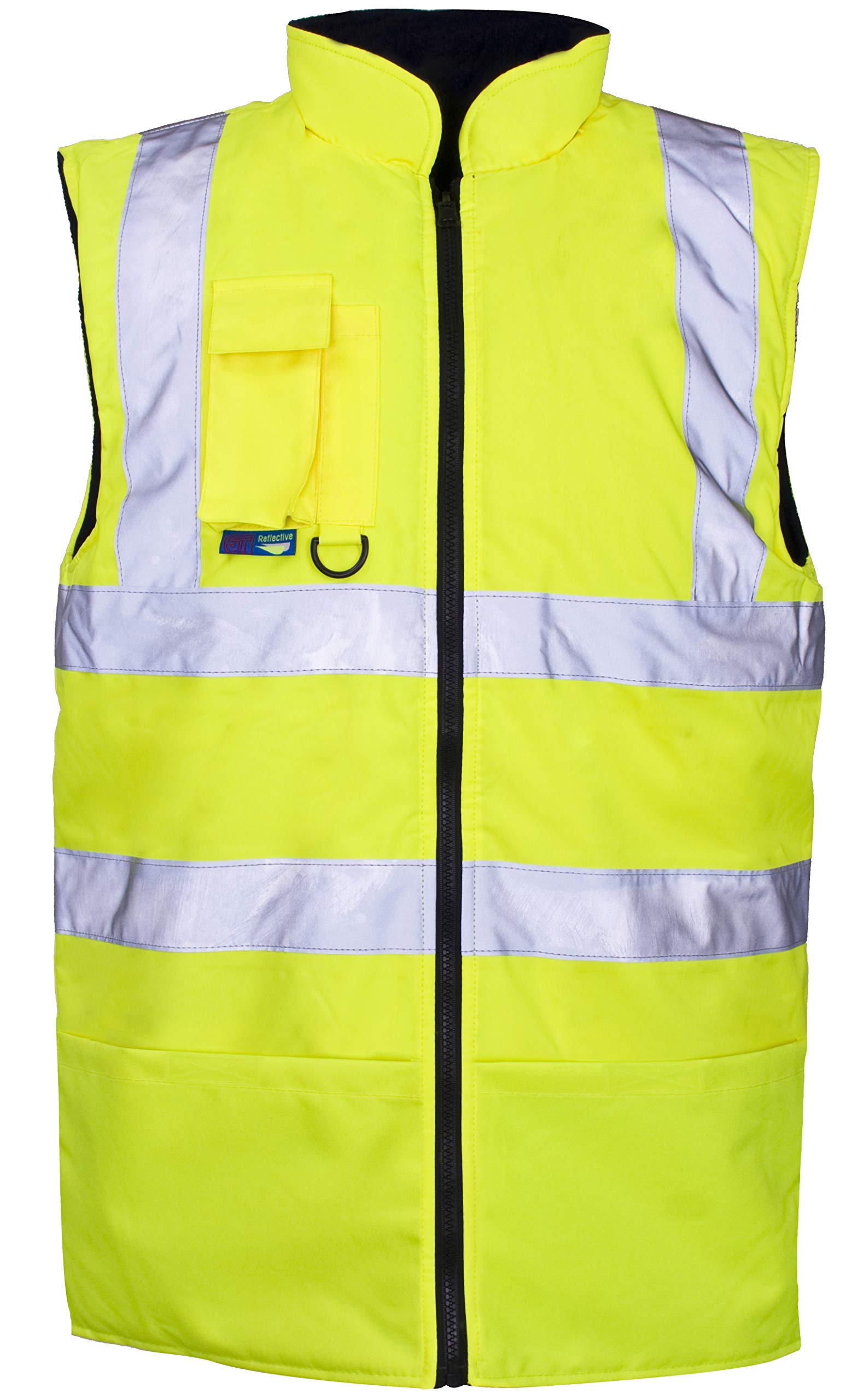 Aviator London HI VIS VIZ Visibility Reversible Fleece Waterproof Waistcoat Body Warmer Gilet (Yellow, XL)
