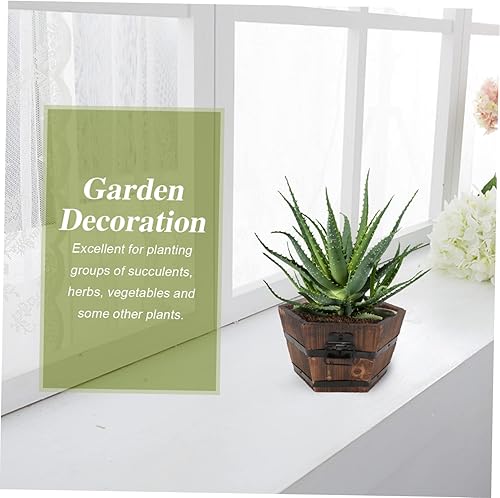 Miniatura 7 de Yardwe Jardinera de madera de madera, 1 unidad, maceta de madera maciza, maceta de madera para vivero