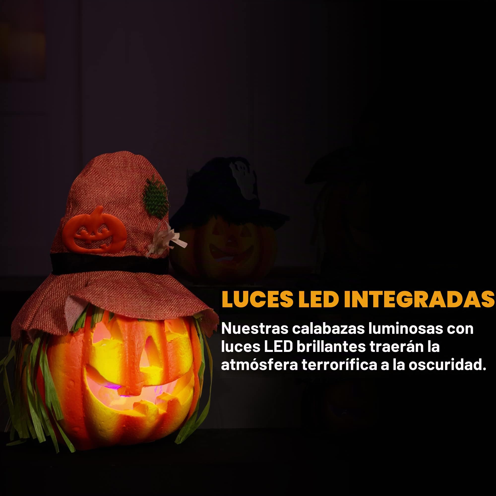 JOYIN 6 Pack Light up Halloween Jack-o'-Lantern Decorativo Calabaza Espuma Decoraciones de Halloween Accesorios
