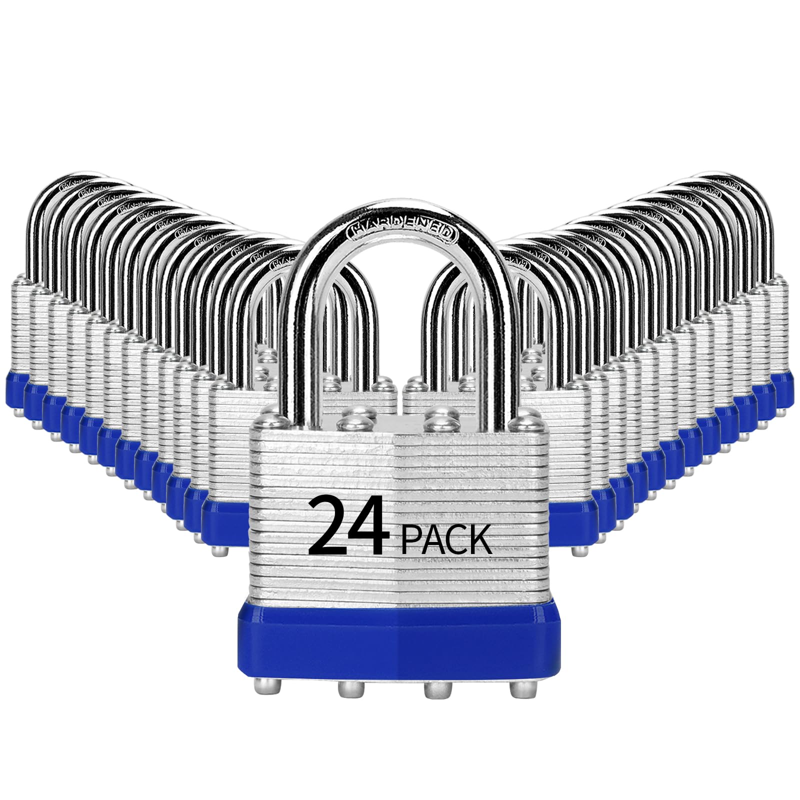 24-Piece Keyed Alike Padlocks, 40 mm Laminated Steel, Standard Shackle, for Toolboxes, Lockers & Storage Units