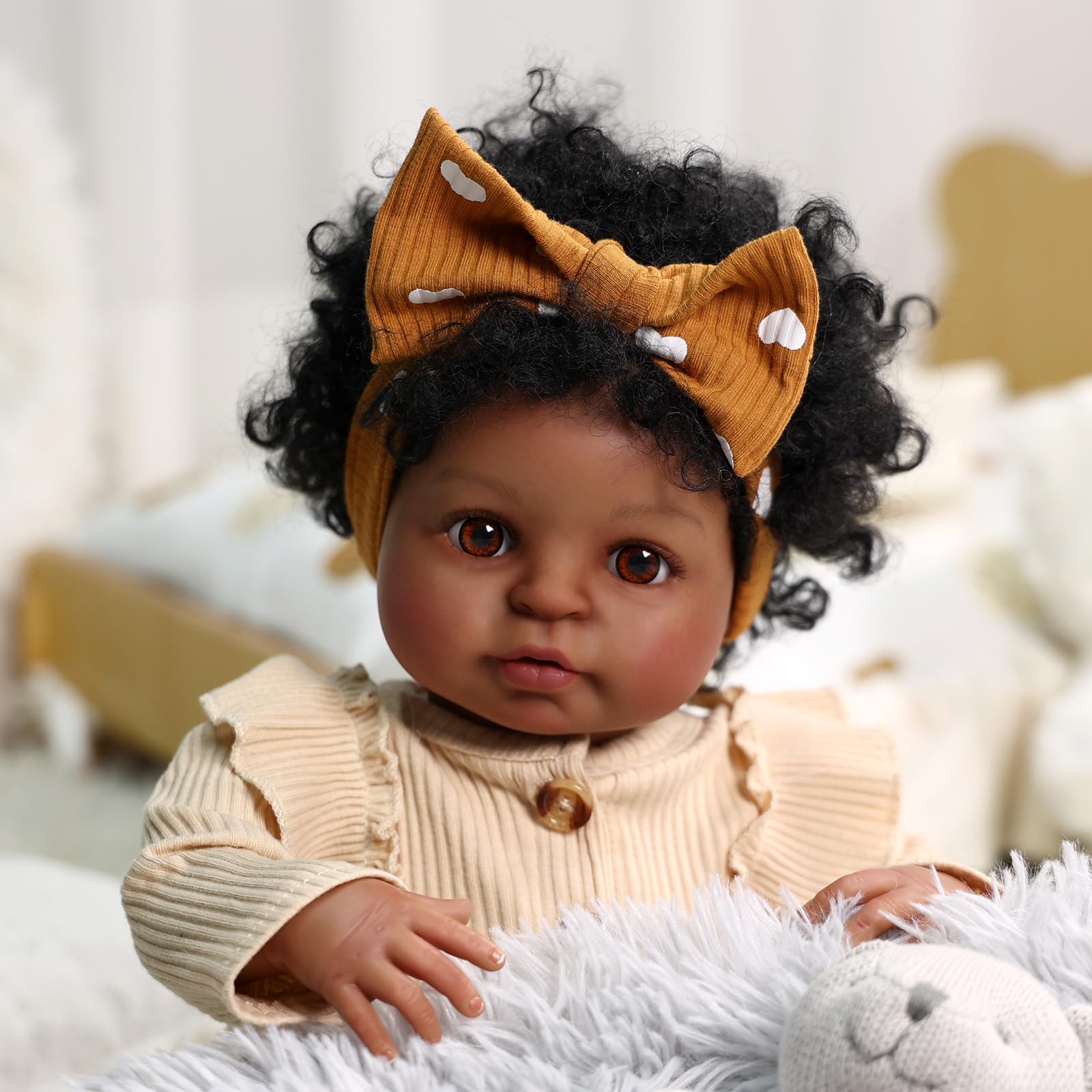 BABESIDE Reborn Baby Dolls Black Girl - 20 Inch Soft Body Realistic Baby Doll, Lifelike Newborn Girl, Posable Real-life Black Doll with Accessories and Clothes for Kids Aged 3+