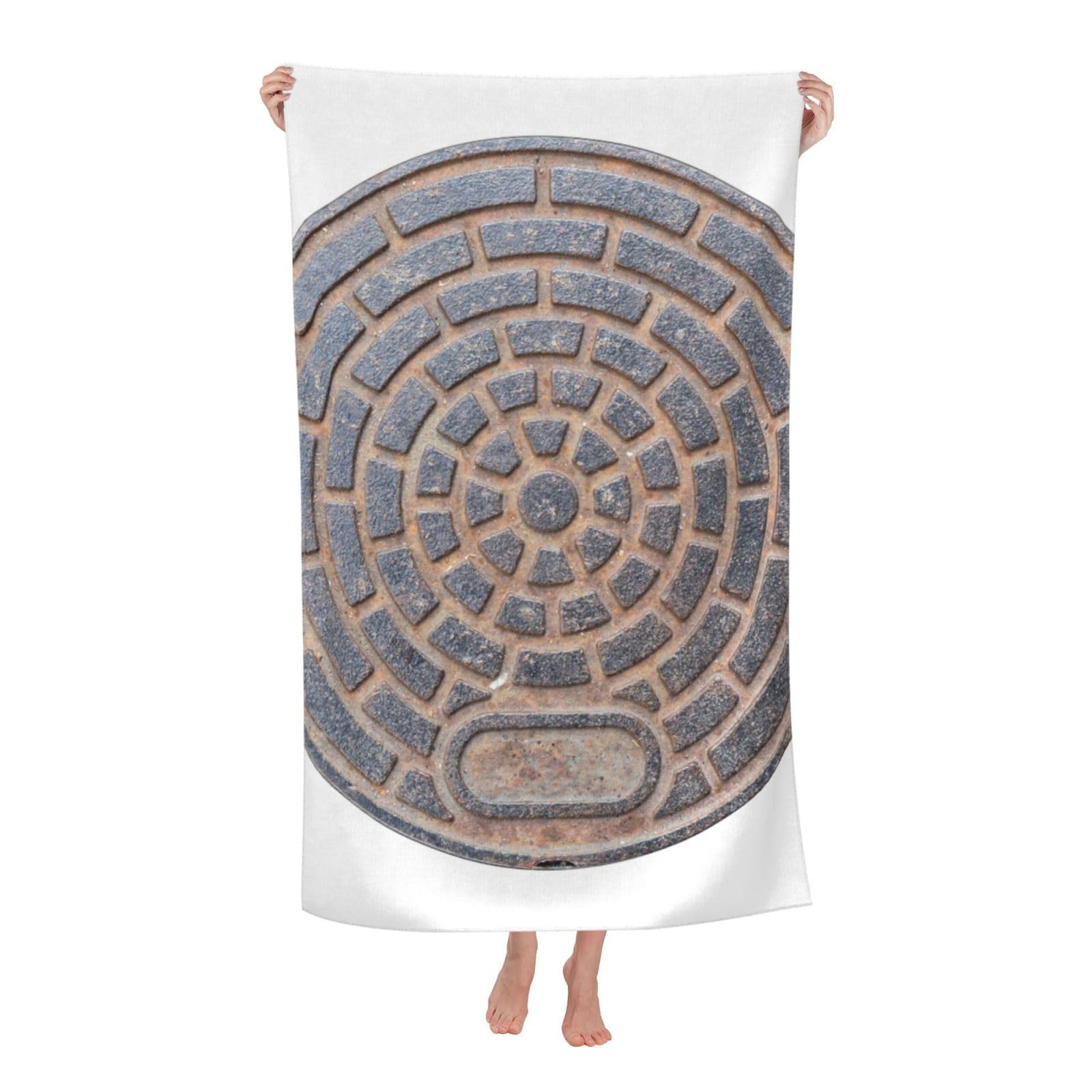 LSRCPD Beach Towel Grunge Manhole Cover Microfiber Beach Towels Blanket Oversized Tropical Big Extra Large XL Pool Towels Quick Dry Sandproof for Women Girls Kids