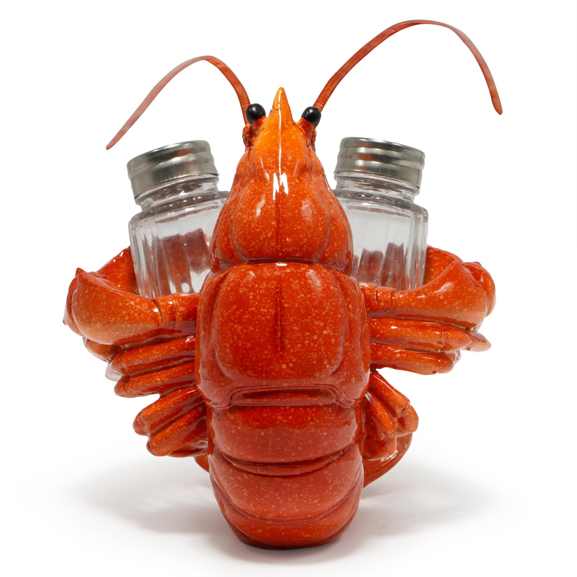 Hodao Home Gifts - Juego de figuras de langosta con salero y pimentero, decoración de bar de playa o cocina tropical, esculturas y decoración de mesa (naranja)