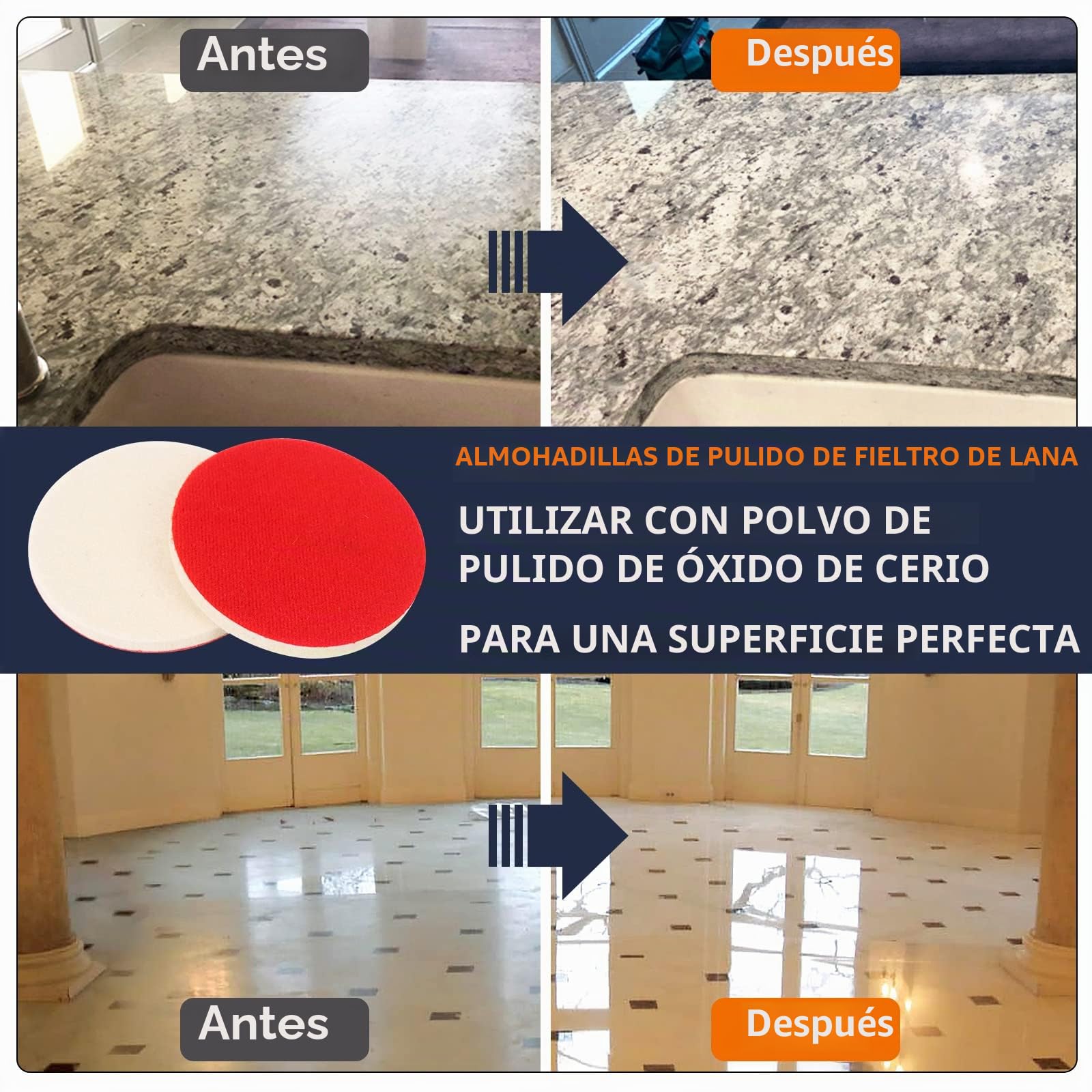 Pomsare - Disco de pulido de diamante (14 unidades, 4 pulgadas, 100 mm, pulido para mármol, granito, piedra de hormigón, 50-8000# Pulido con almohadillas para máquina pulidora