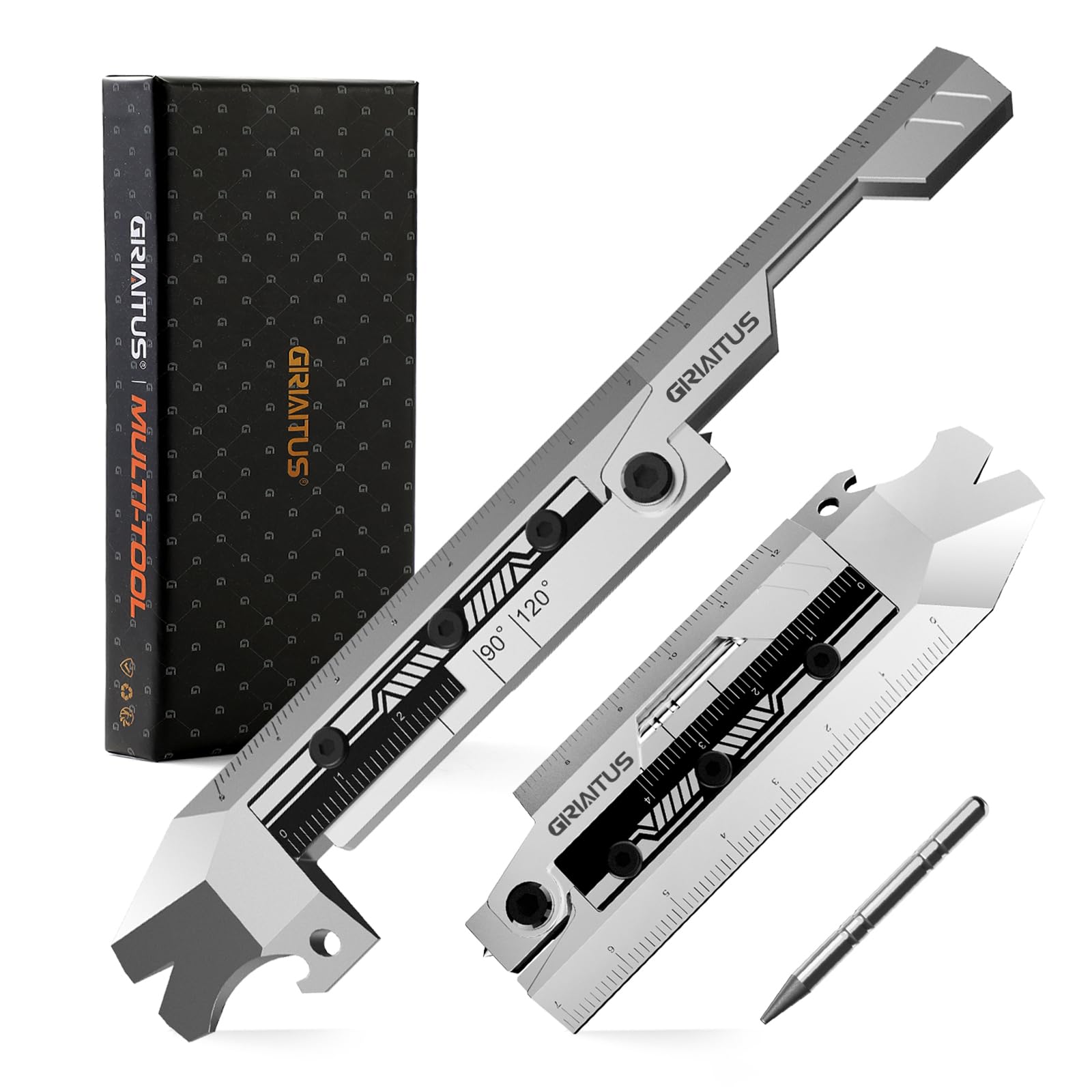 EDC Pry Bar Multitool with Folding Ruler, Compact Pocket Pry Tool with Bottle Opener, Nail Puller, 11 IN 1 Crowbar Everyday Carry, Camping, Repair, Toolbox Essential, Small Fun Gadget Gifts for Men