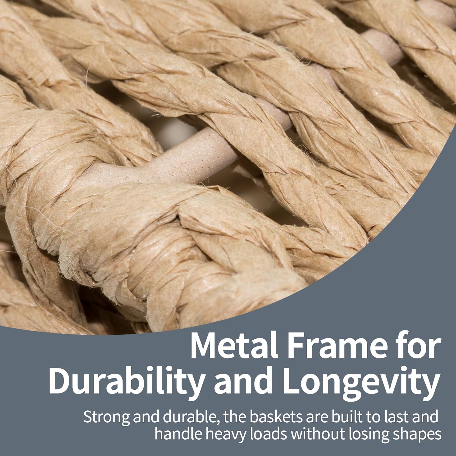 Woven Baskets Set of 3, Home Organizer with Build-in Handles, Storage Baskets for Shelves, Laundry Baskets, Toy Storage, Sustanabile Paper Rope Material