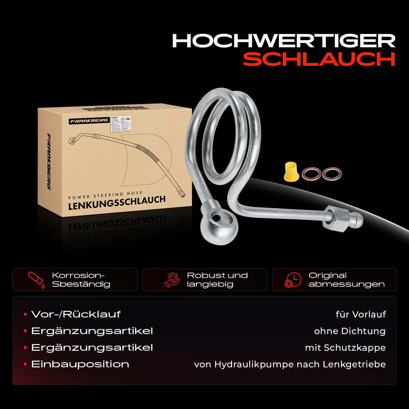 Frankberg Servolenkung Schlauch Kompatibel mit A4 8E2 8EC B7 4.2L 2003-2008 A4 Avant 8E5 B6 8ED B7 4.2L 2003-2008 A4 Cabriolet 2004-2008