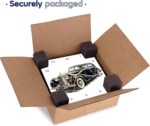 Miniatura 7 de 3dRose, Black Vintage Limousine Car, 10x10 Wall Clock