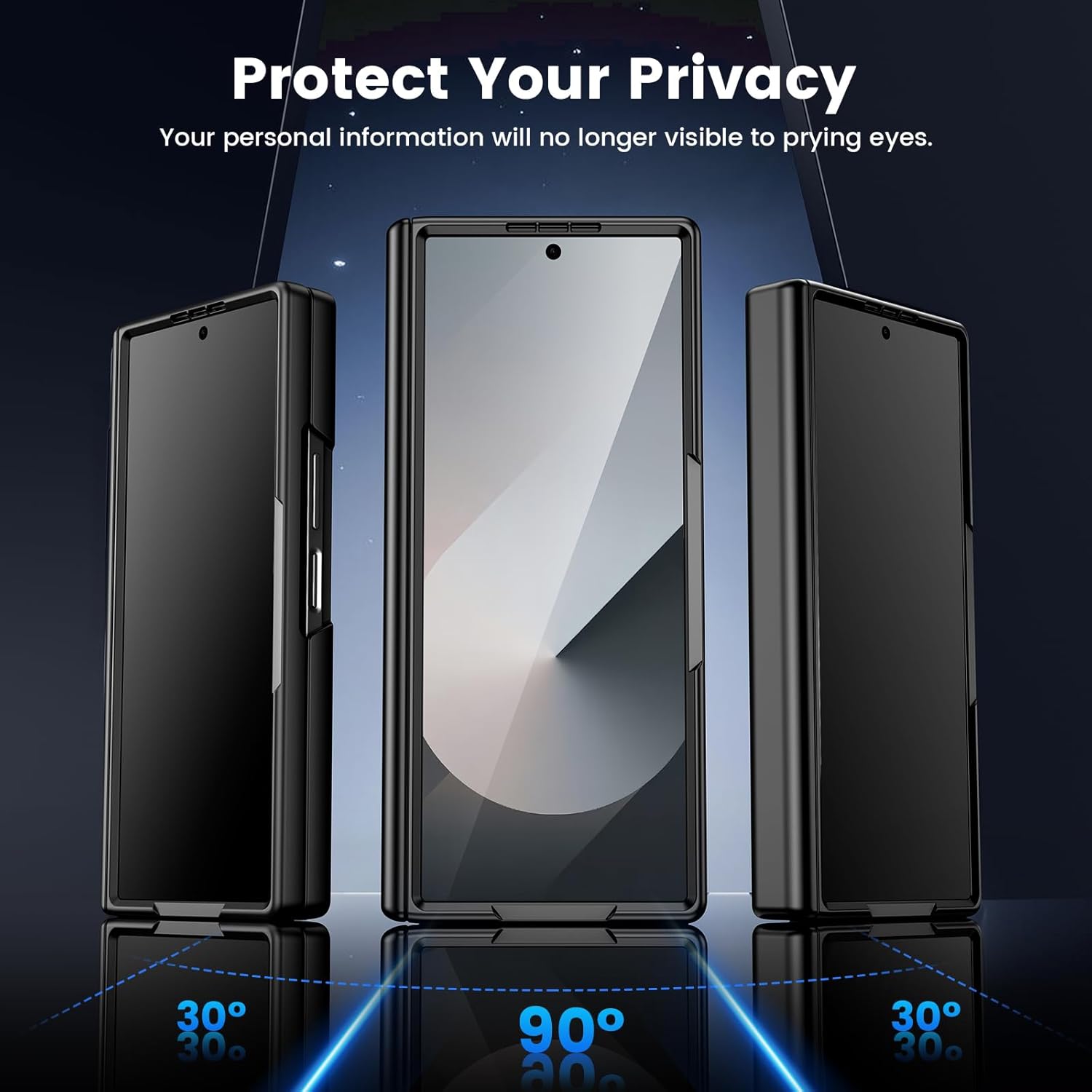 VEGO for Galaxy-Z-Fold-6 Case, Z Fold 6 Case with Built-in Privacy Screen Protector & Hinge Protection, Support Wireless Charging Slim PU Leather Cover for Samsung Galaxy Z Fold 6 5G - Carbon Fiber