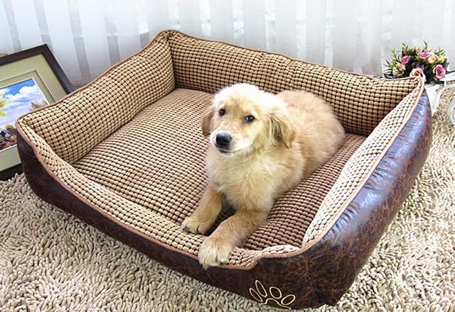 Foto 2 de 7 de GUOCU Cómodo Casa para Mascotas Impermeable PU Forrado con Terciopelo Suave Lavable Cuatro Temporadas…