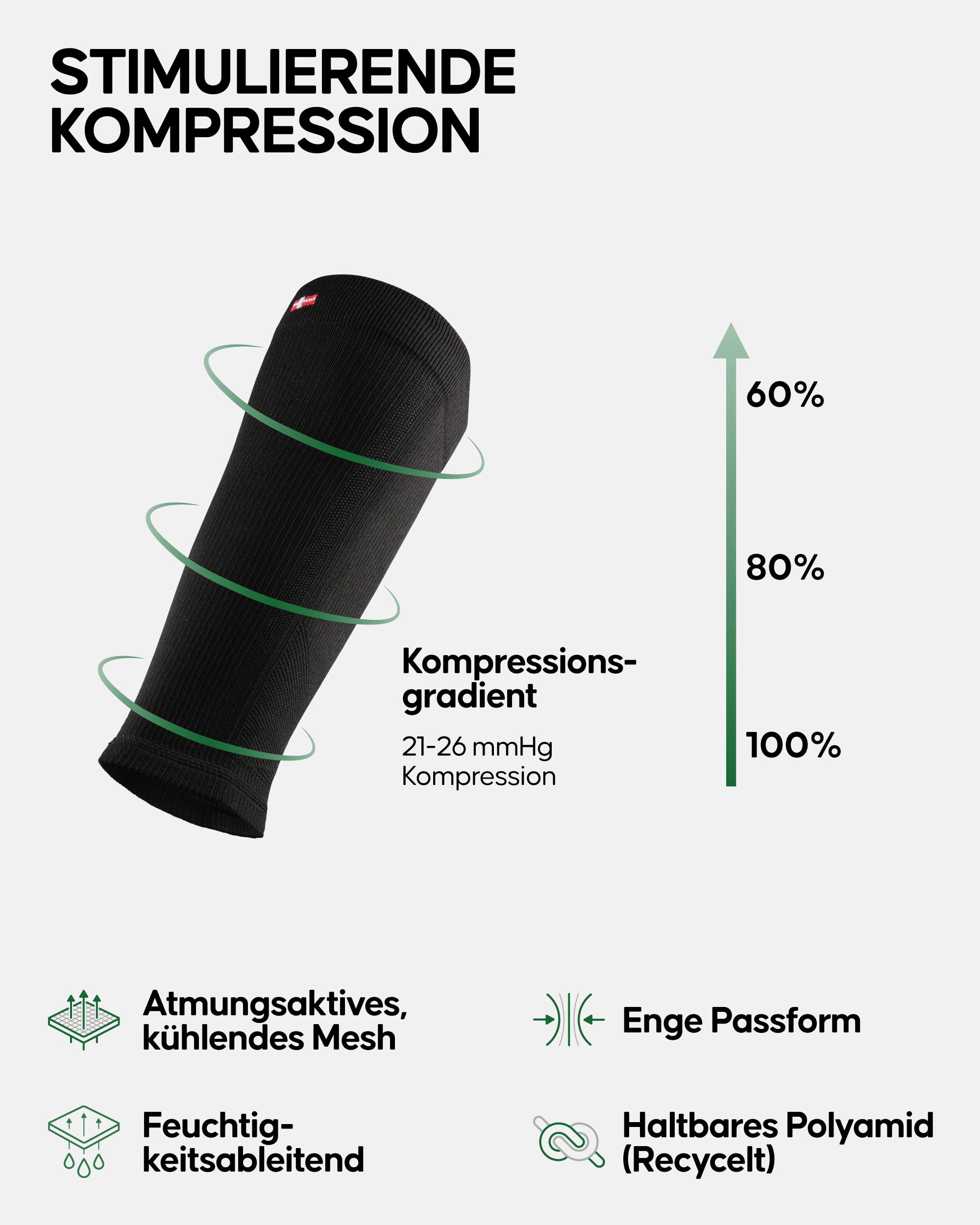 DANISH ENDURANCE Waden Kompressionsstrümpfe ohne Fuß, Waden Kompression, Kompressionssocken, 21-26 mmHg, Damen & Herren, 1 oder 3 Paar