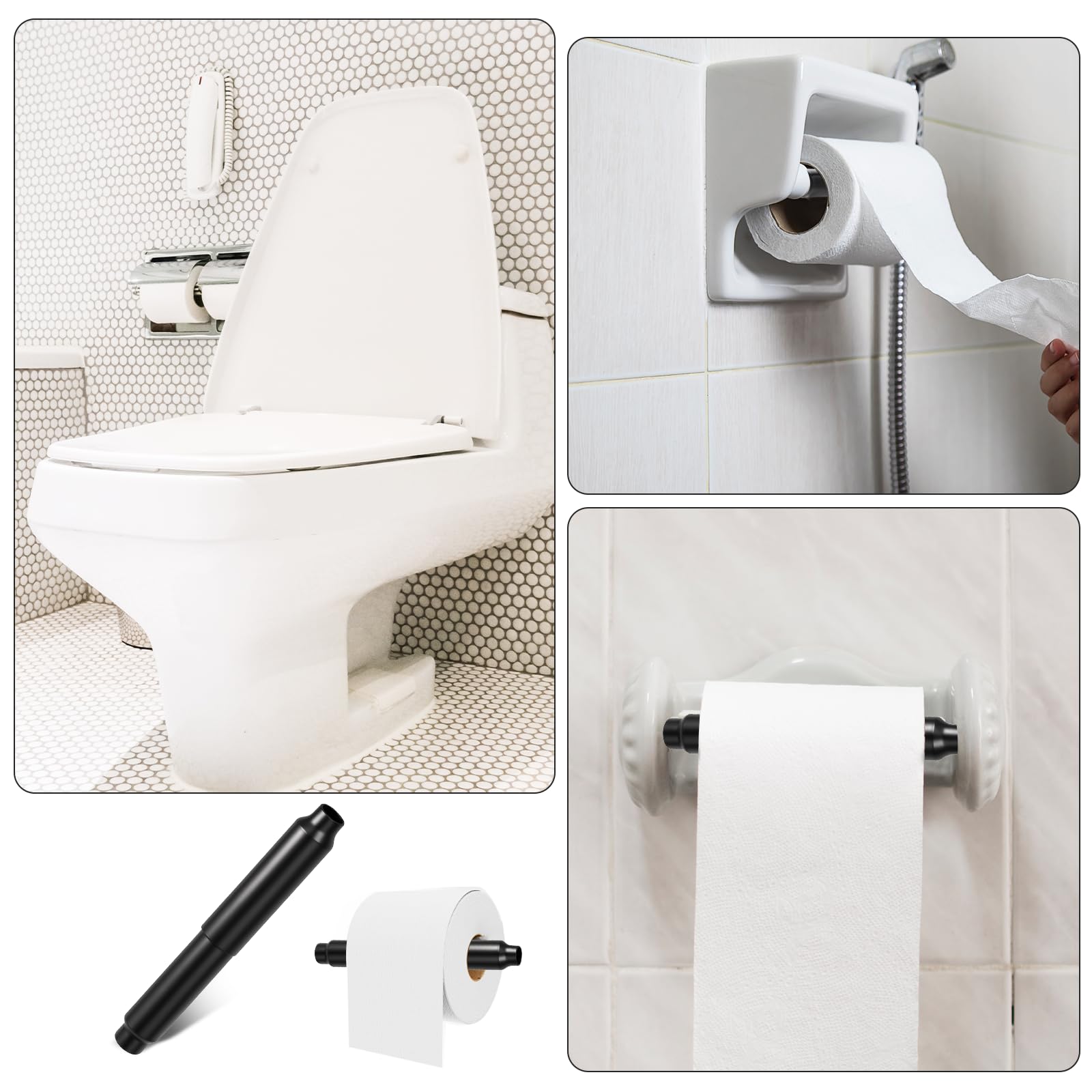 Toilet Paper Roll Holder Replacement Stainless Steel Toilet Paper Holder Spring Rod Spring Loaded Black — Amazon image 7