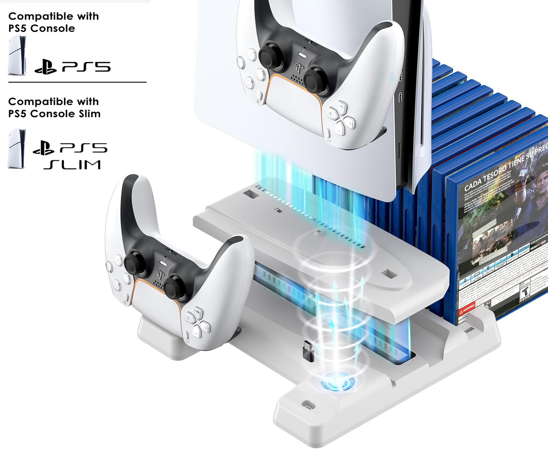 New World Vertical Stand for PS5/ PS5 Slim Digital Edition and Disc Edition Console,Cooling Fan with Controller Charging Station for PS5, Charging Stand, Multifunctional Stand for PS5 Fat PS5 Slim (B0C6B3TVNM) Amazon Price History, Amazon Price Tracker