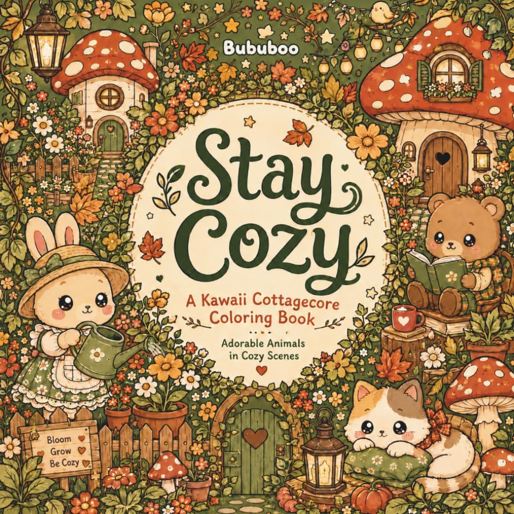 Stay Cozy: A Kawaii Cottagecore Coloring Book