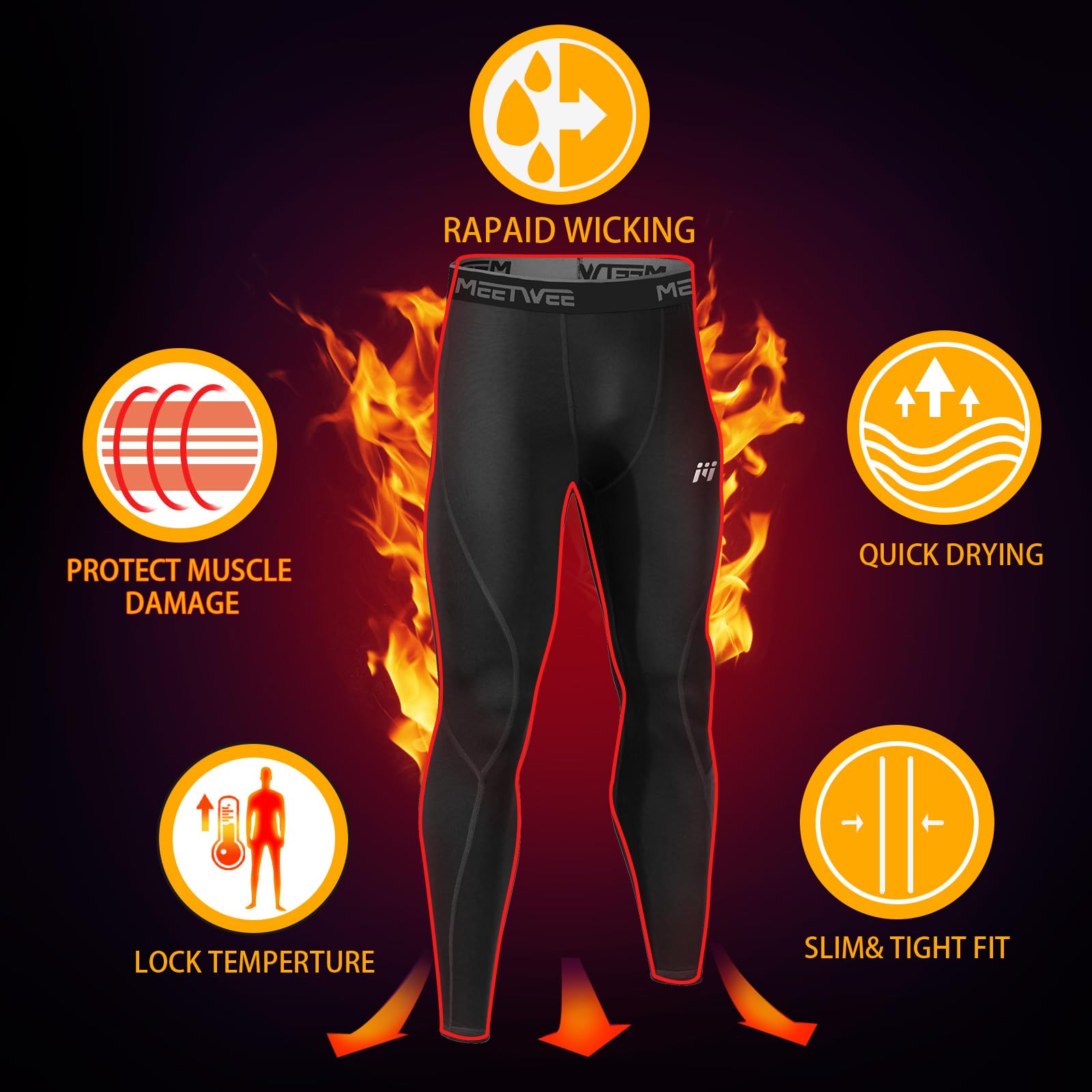 MEETWEE Pantaloni Termici Uomo, Calzamaglia Termica Biancheria Intima Traspirante Asciugatura Rapida per Ciclismo e Lo Allenamento Sci Corsa
