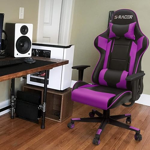 Miniatura 8 de Homall - Silla ejecutiva con respaldo alto, de piel sintética, ergonómica, ajustable y giratoria con soporte lumbar y reposacabezas para juego,