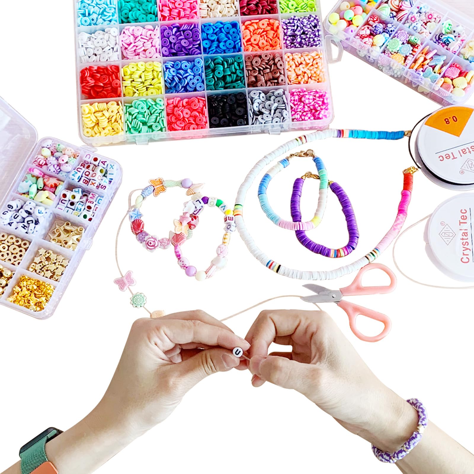 100 Katzenaugen-Perlen Für Armbänder - 5 Farben, 8mm, DIY Schmuck-Set