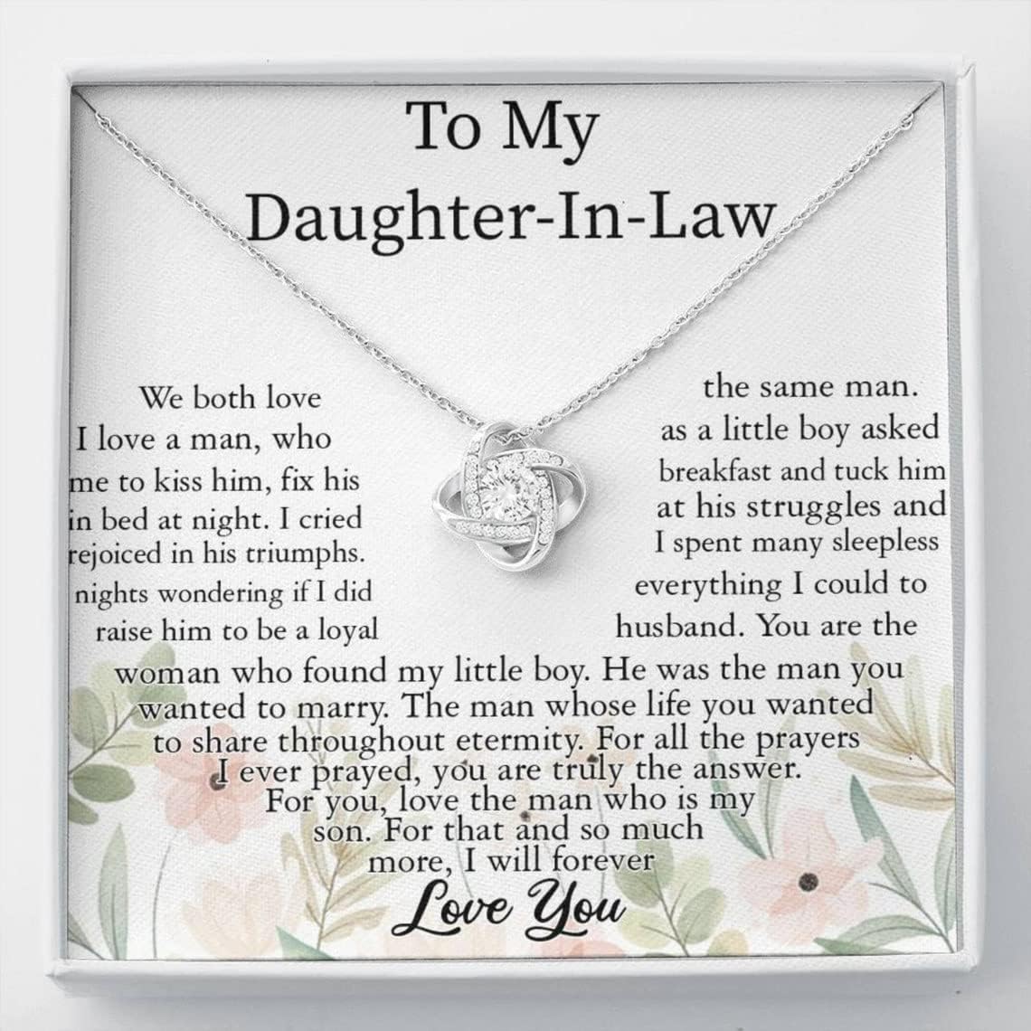 Daughter In Law Gifts From Mother In Law, Necklace For Her From Mom And Dad, Birthday Gift For Her With Message Card And Gift Box, Meaningful Gifts For Bonus Daughter