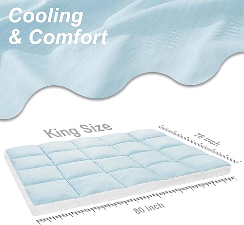 Miniatura 6 de Colchoneta para colchón con diseño de luna marina, acolchado doble de felpa, alternativa de plumas de calidad de hotel, 3 pulgadas, 3 Inch, King