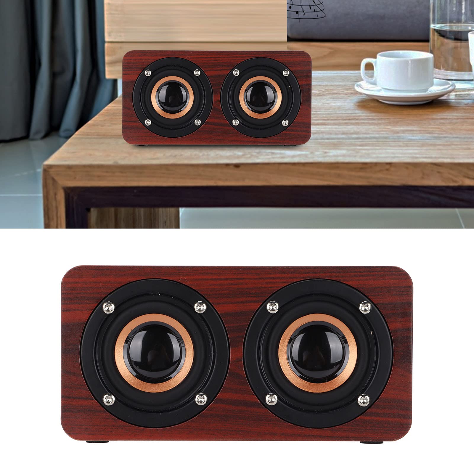 Wooden Retro Bluetooth Speaker, Wireless BT 4.0 Stereo Speaker with 3.5mm AUX Input, USB, TF card Slot, FM Radio - Image 2