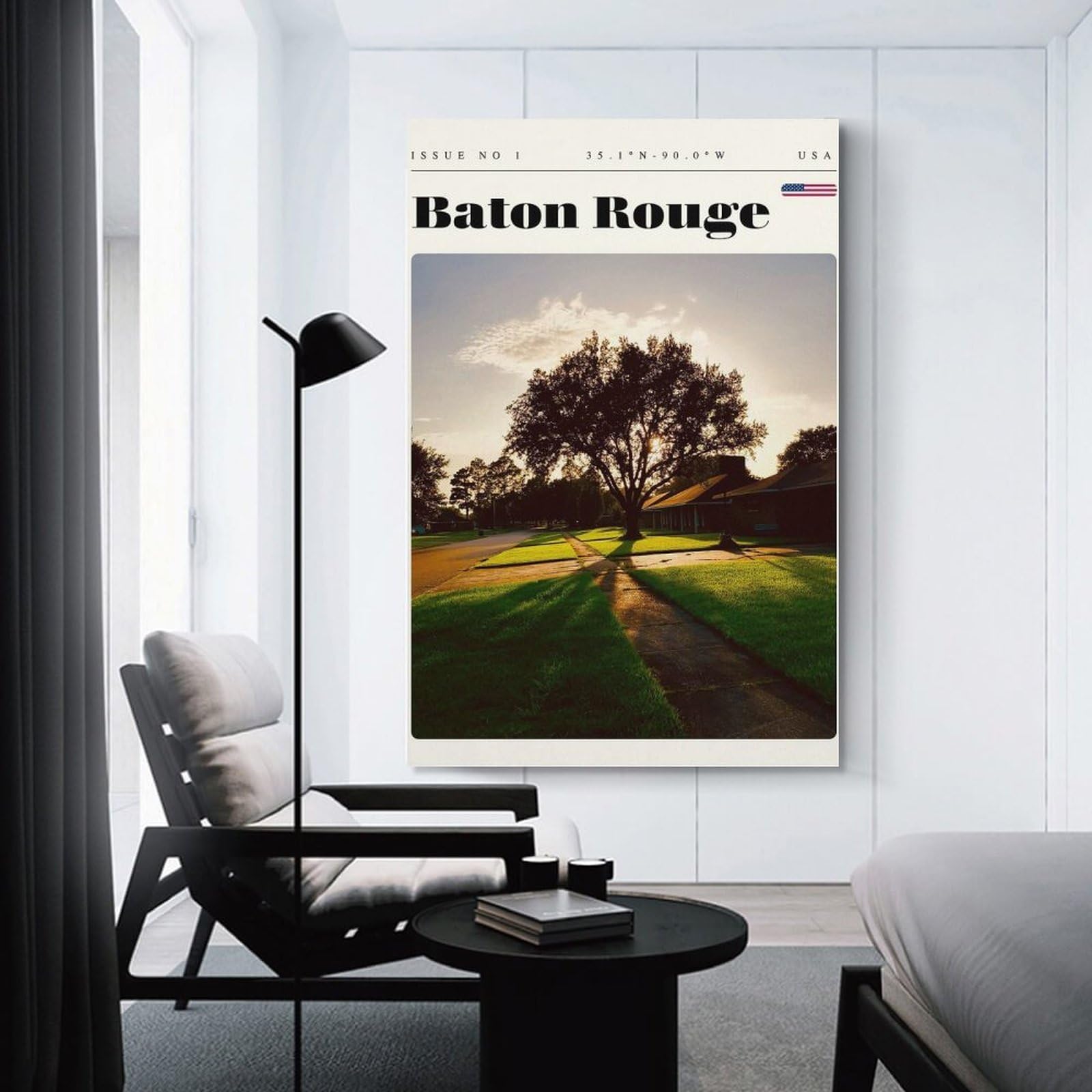 Junmoney Baton Rouge Louisiana Travel Art Canvas Wall Art, 24x36inch(60x90cm), for Living Room, Bedroom Or Apartment Walls, A Home Accent with Warm Character