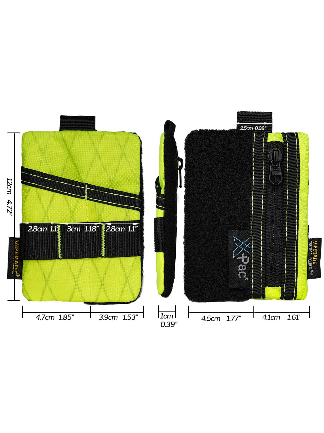 VIPERADE VE15 X-Pac Mini Borsa EDC, Piccolo Organizer EDC con 3 Tasche, Mini Borsa per Attrezzi EDC con Area di Chiusura in strappo, Piccolo Organizer per Attrezzi Multifunzione - Verde