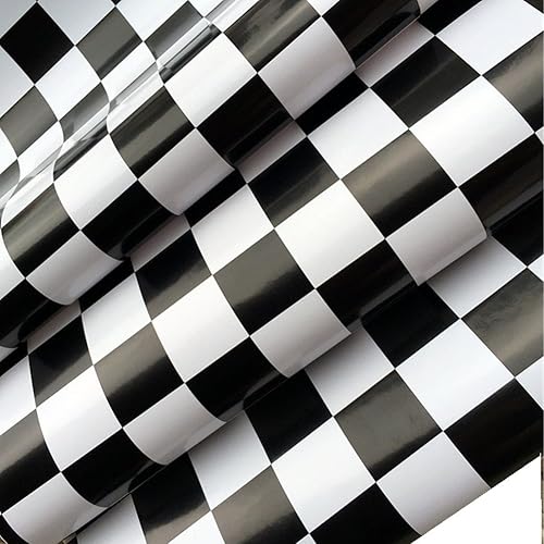 Redodeco Azulejos adhesivos de mosaico blanco y negro para salpicaduras, película de vinilo brillante, para encimera de cocina, papel tapiz, papel