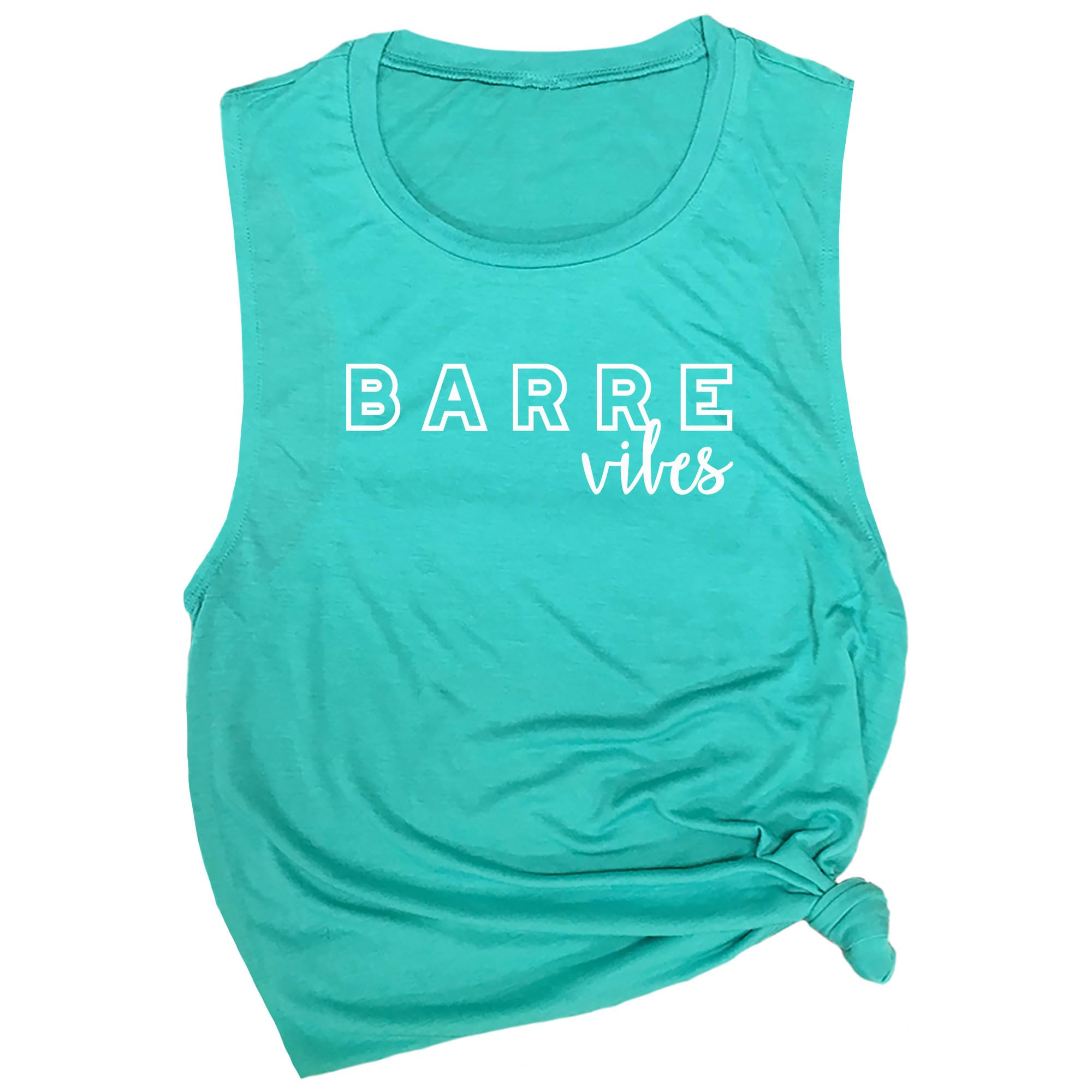Barre Vibes Women's Workout Muscle Tee - Sleeveless Active Wear, Funny Barre Top for Exercise, Comfortable Workout Tank Top