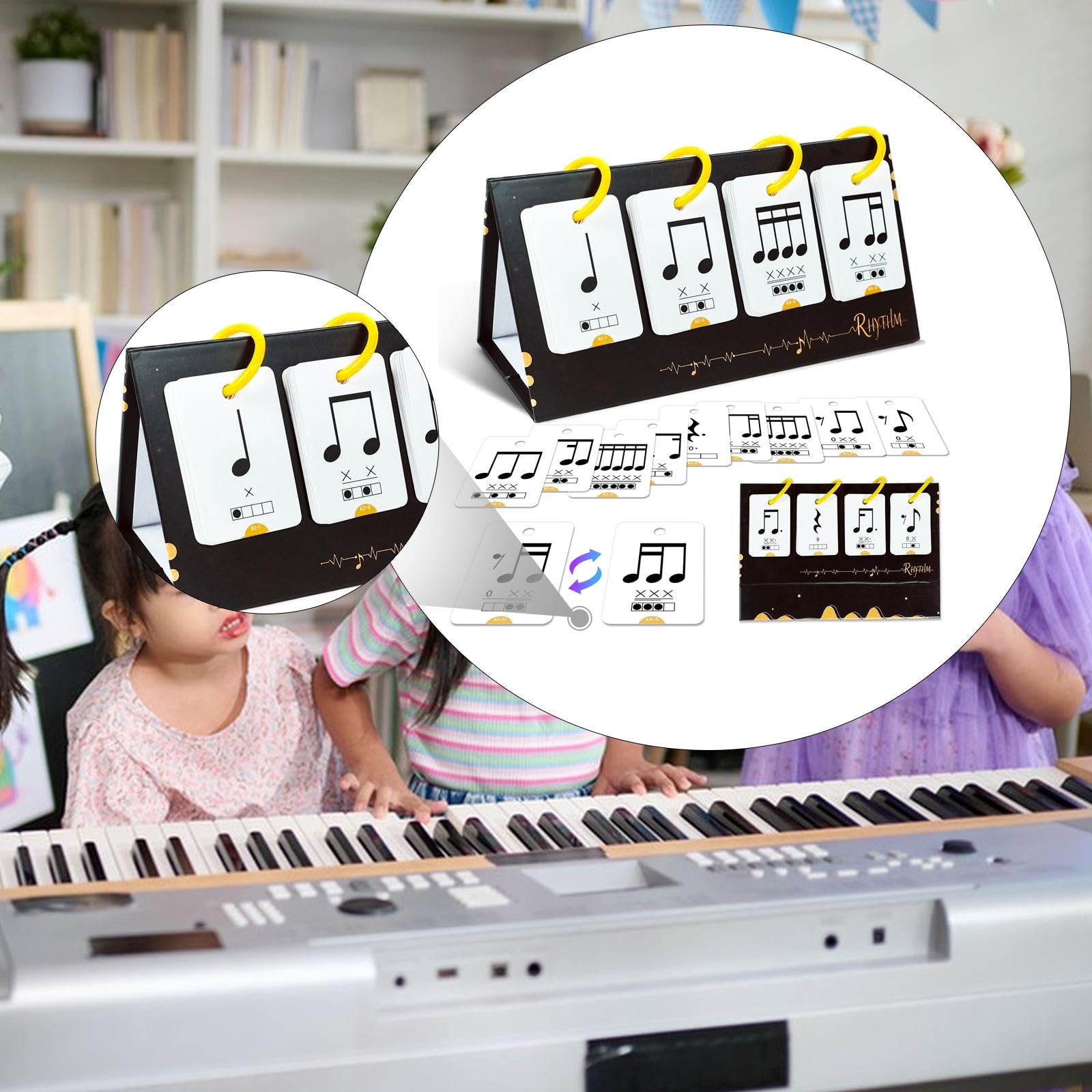 MagiDeal Fiches d'exercices rythmiques, cartes mémoire pour l'apprentissage du rythme musical, cartes d'entraînement aux notes de piano, outils