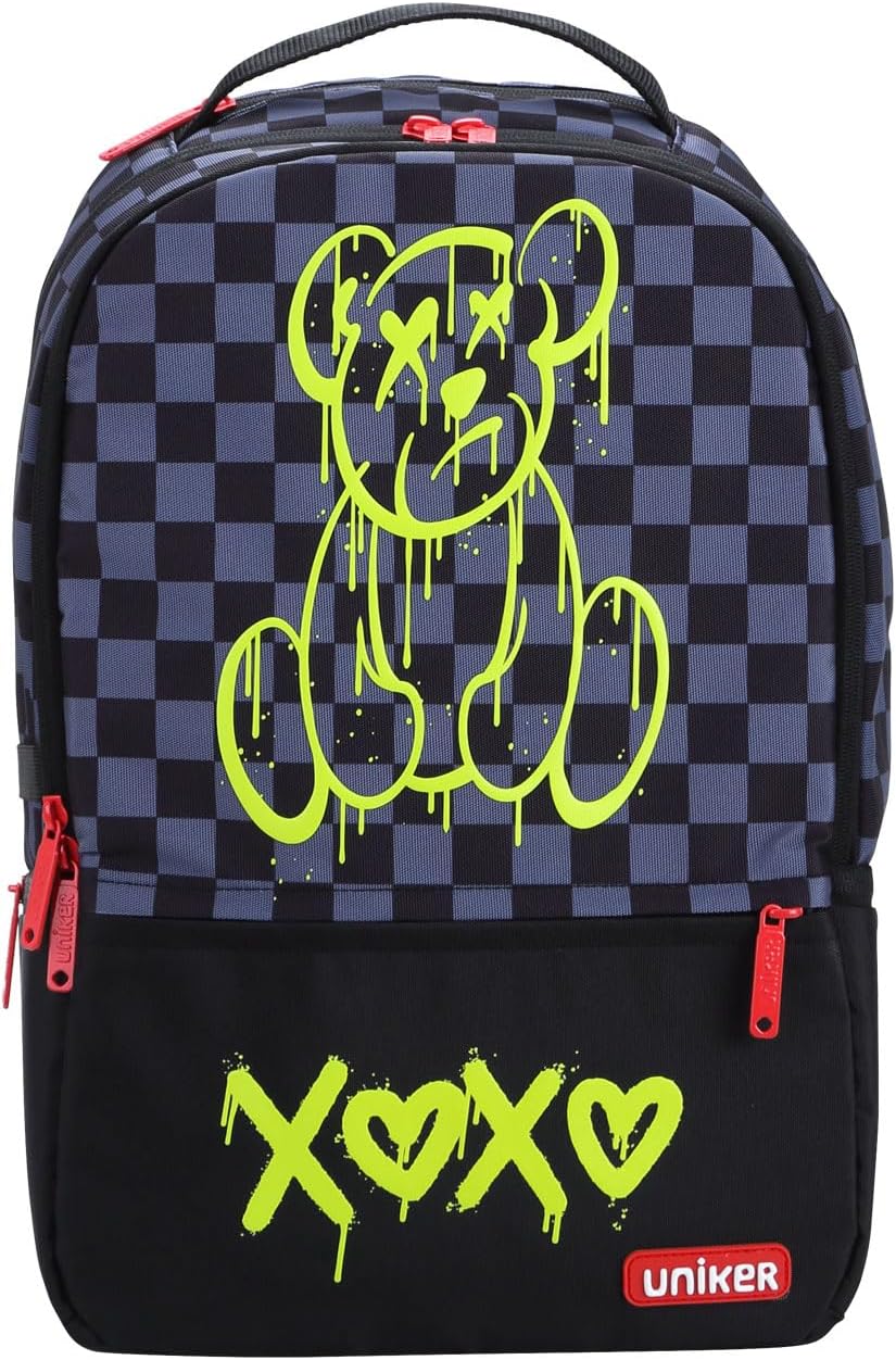 UNIKER Laptop Backpack for Boys,Graffiti Backpack for Men,Cartoon School Backpack,Designer Laptop Backpack for 15.6 Inch,Black Bear - Image 7