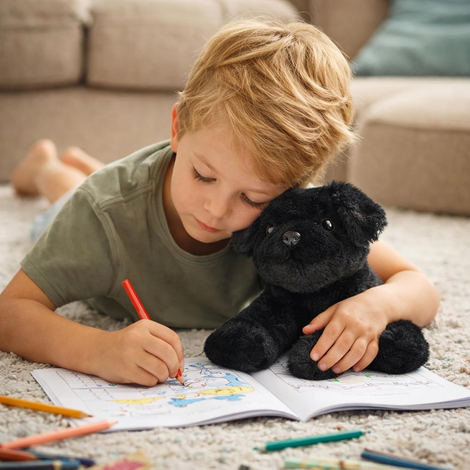 Small Retrievers Labs Labrador Puppy Dog Stuffed Animals Plush Toys for Kids Boys Girls Birthday Bedtime Easter, 7.9" Black