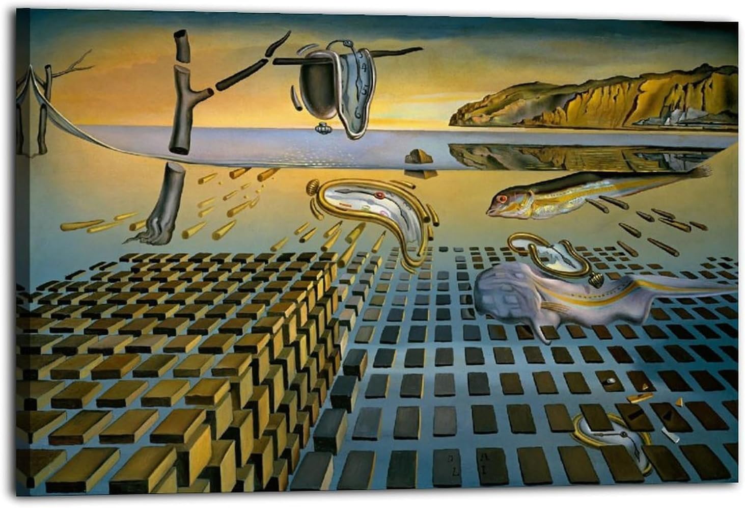 Surreal Salvador Dali The Disintegration of The Persistence of Memory Poster Canvas Print Wall Art Painting Modern Living Room Kitchen Poster Bedroom Room Aesthetics Decor 24x36inch(60x90cm) Unframe-s