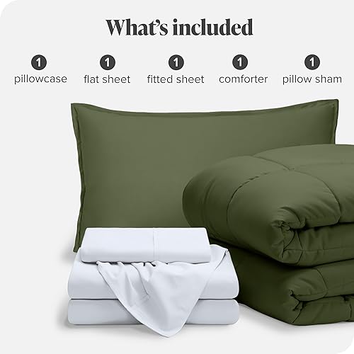 Miniatura 7 de Bare Home Bed-in-A-Bag - Juego de edredón y sábanas de 5 piezas, tamaño individual, alternativa de plumón de ganso, juego de cama ultrasuave de alta