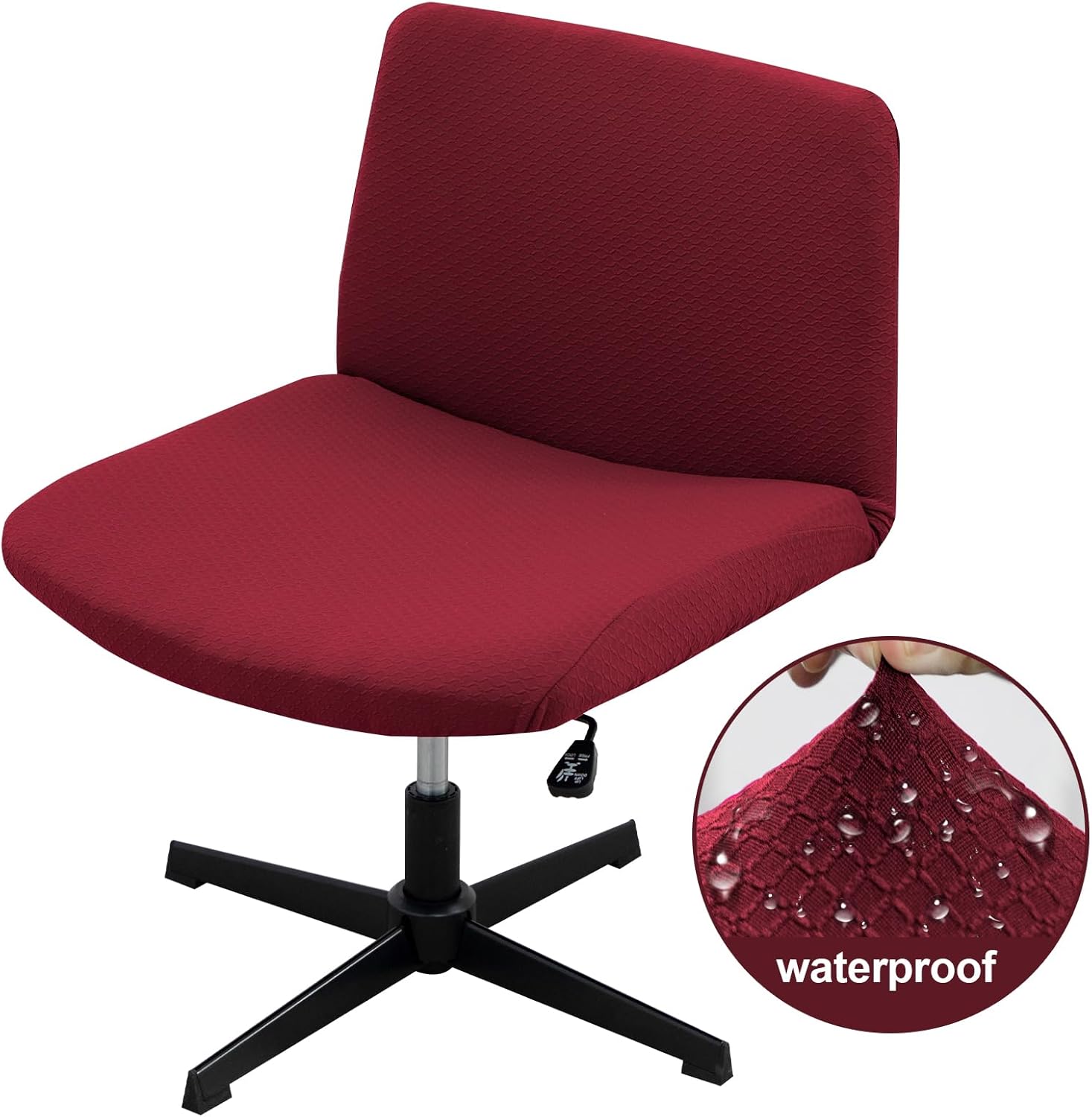 cjc Armless Chair Slipcover - Waterproof Criss Cross Design, Stretch Mid Back Wide Seat Accent Chair, Extra Large Office Chair Seat Cover for Computer Task & Vanity Chair