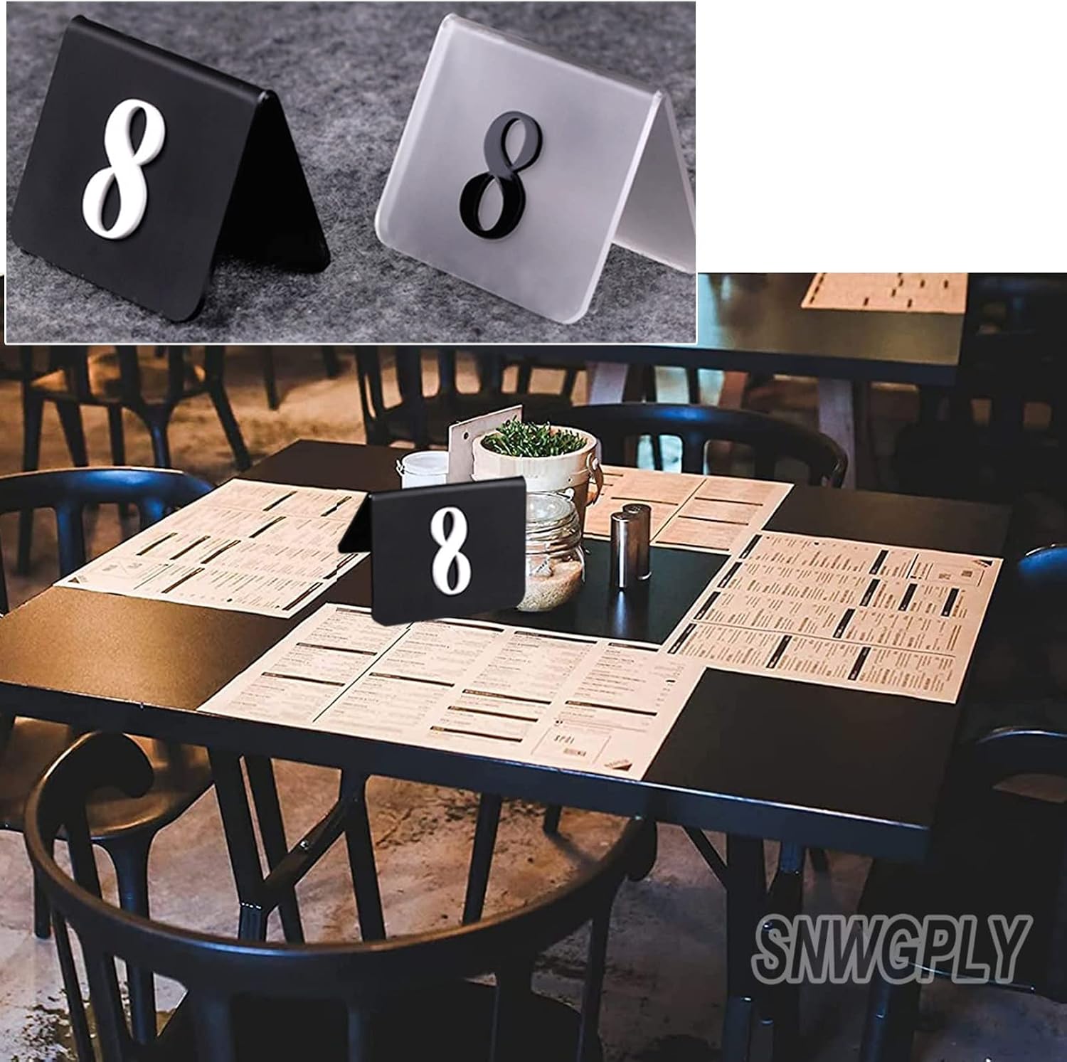 Tabletop Number Sign Acrylic, Table Cards Double-Side Numbers 1-100, Stackable Storage, Space Saving, Not Easily Deformed, Number Cards Frosted Surface (Color : Black Frosted, Size : 1-50)