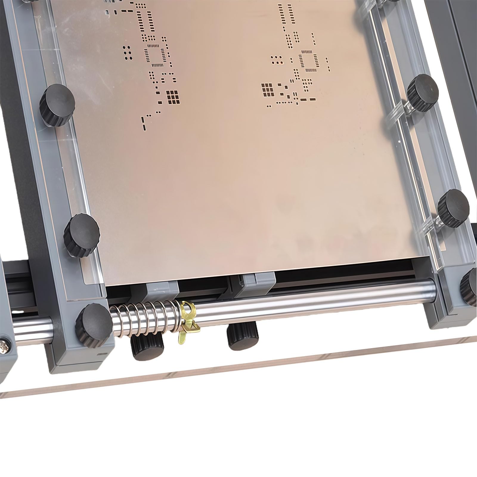 Mesa de impresión manual de pasta de soldadura, pequeña estación de impresión de malla de acero SMT con placa de apriete, raspador de 80 mm para prototipos de PCB de precisión